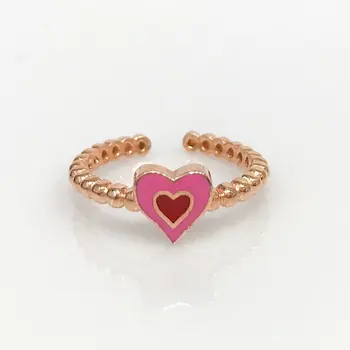 

Tiny Unconscionable Trend Colorful Heart Silver Joint Ring