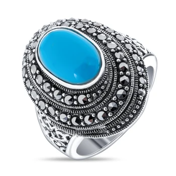 

Silver ring with marcasite and turquoise