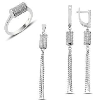 

Silver 925 Sterling Zircon Cubic Zirconia Dangle Set