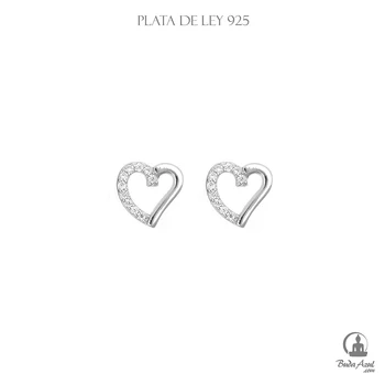

Pendientes Plata de Ley 925 CORAZON CON PIEDRAS Joyería Silver C370