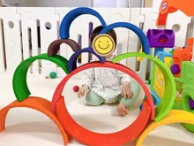 Juguetes de madera en 3D DIY para niños, arcoíris, bloques de construcción, apilador de gran tamaño, creativo, Montessori, juguetes educativos