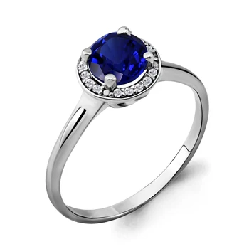 

Silver ring with cubic zirconia and Sapphire.