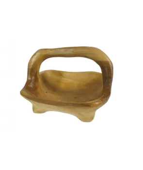 

Bowl in teak with 4 legs and carrying handle. Measures: 23x30x27 cm.