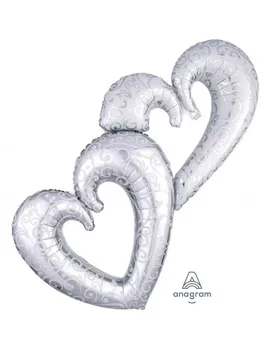

Balloon Interlocking Hearts Silver Shape 134cm