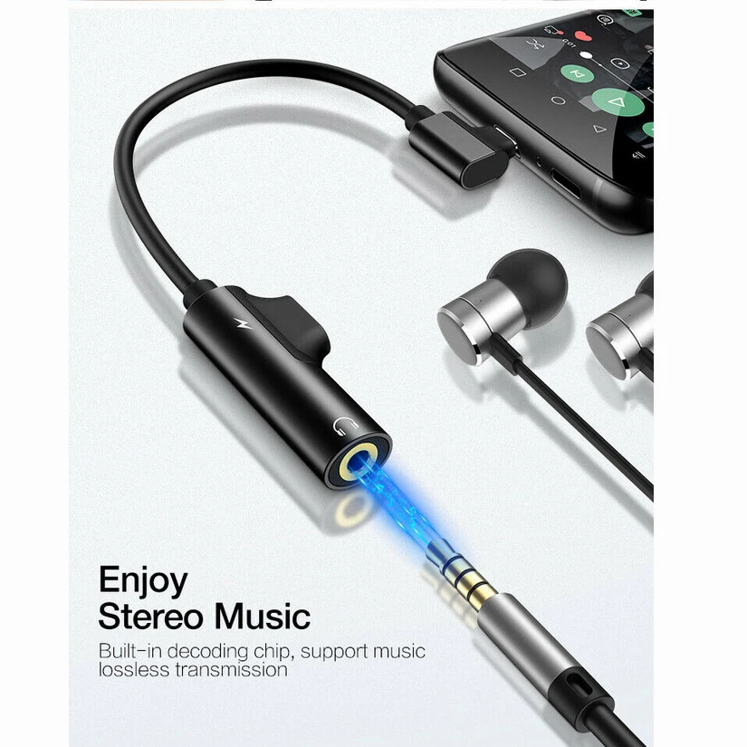 500PCS bundle package 2in1 USB Type C To 3 5mm Jack AUX Audio Headphone Earphone Adapter Charger Cable