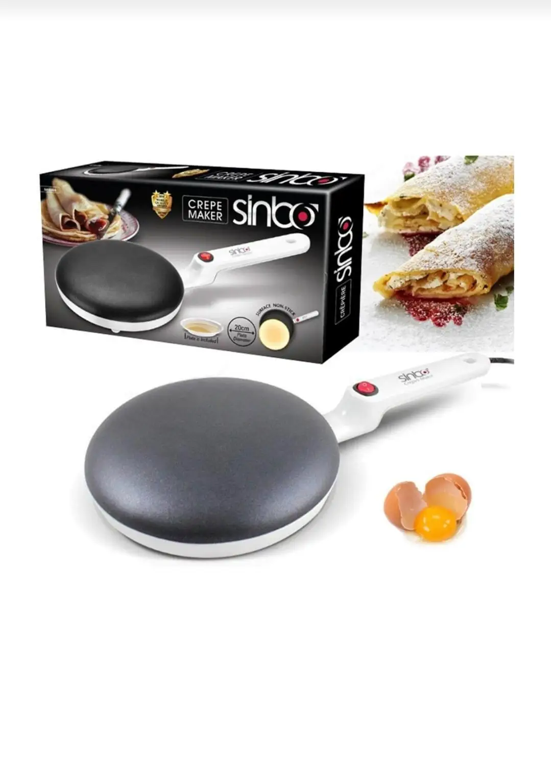 Sinbo Electric Crepe Maker Pizza Pancake Machine Nonstick Griddle