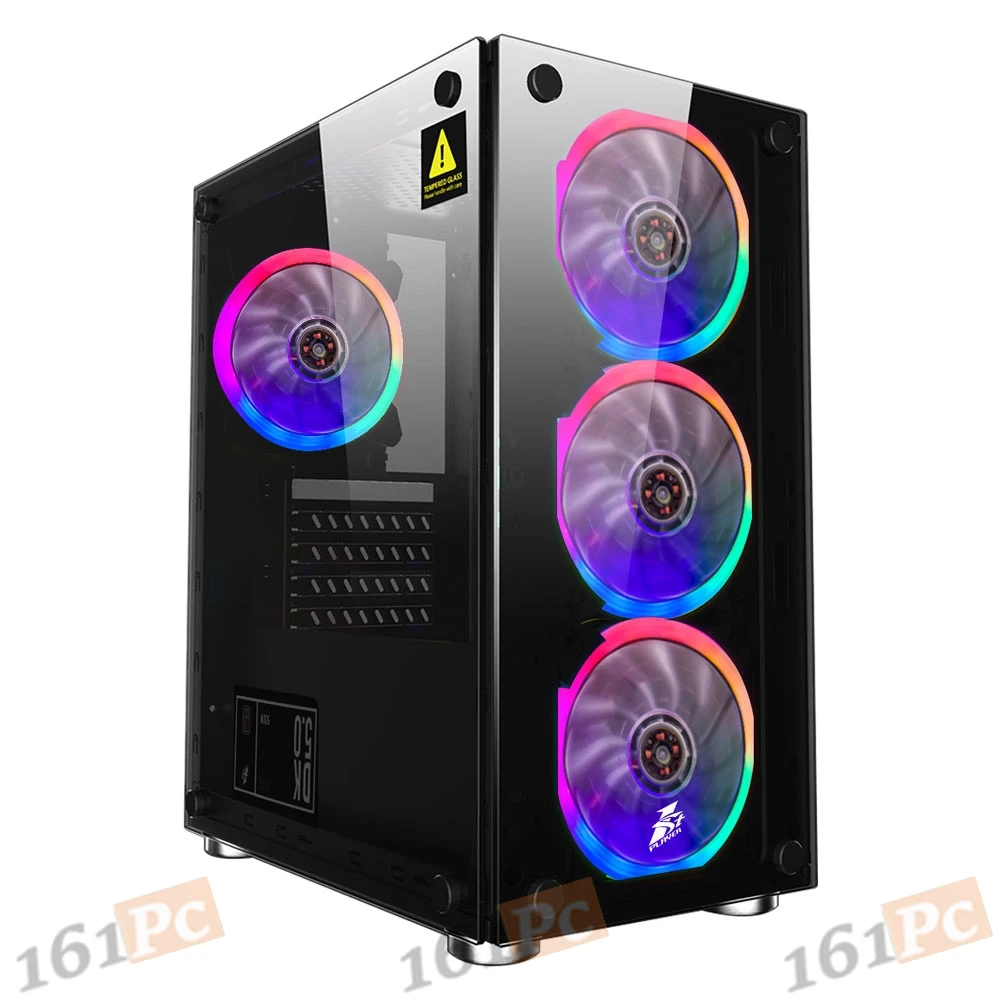 Game PC case корпус для компьютера pc gamer 1STPLAYER FIREBASE X2 mATX tempered glass side panels 4x 120mm LED fans inc. |