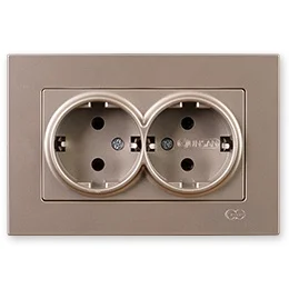

PnpnElectrıc Gns Eqona Metallic Beige Double Grounded Socket 16A 220V AC Double Socket with Side Earth