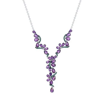 

Silver necklace with amethyst and cubic zirconium sunlight sample 925