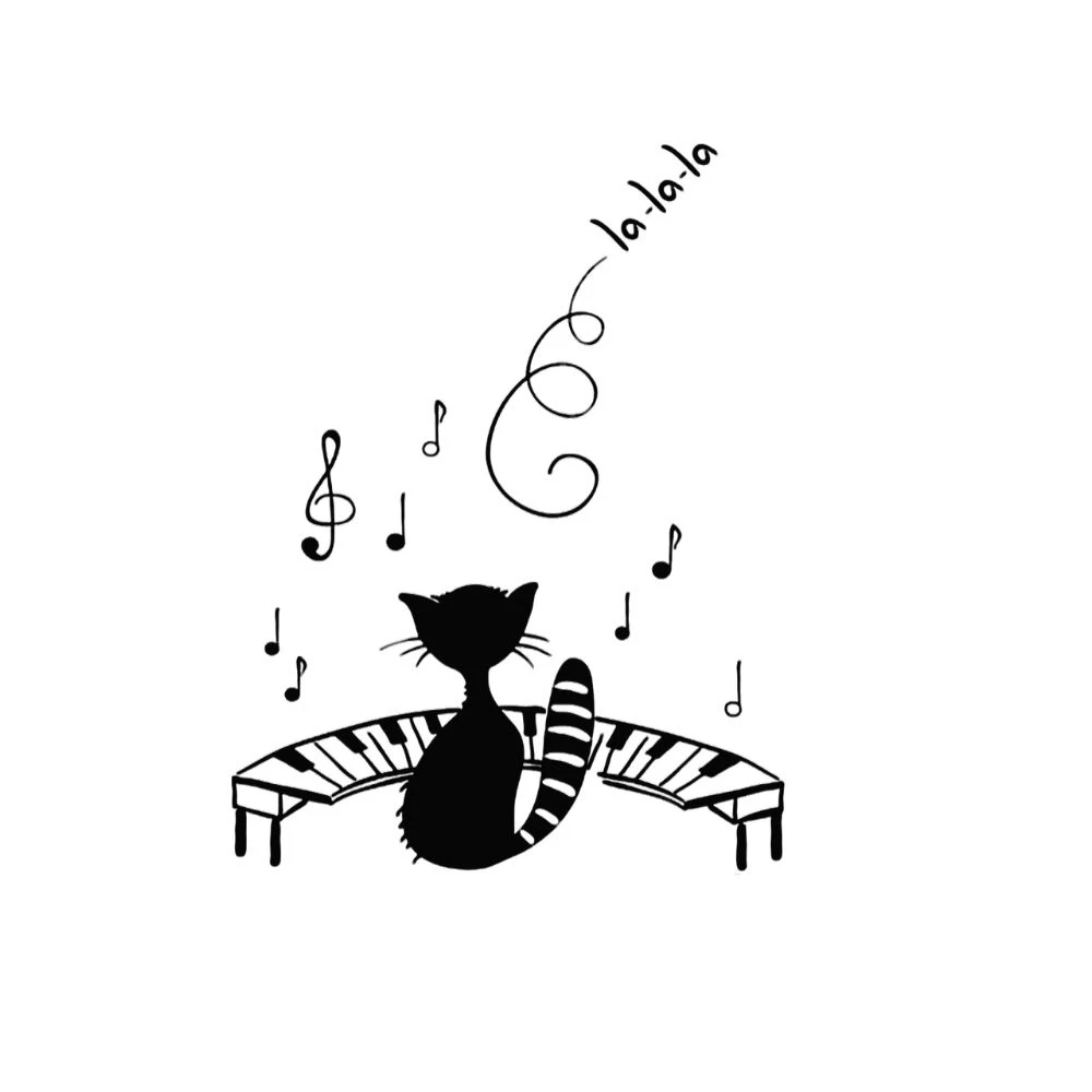 Autocollant Mural Drole De Chat Jouant Du Piano Et De La Musique Pour La Decoration Du Salon Et De La Salle De Musique A0070 Aliexpress