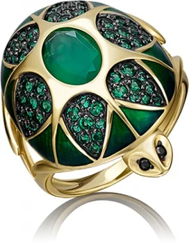 

Yuz platinum ring turtle with chalcedony and cubic zirconia in Yellow Gold