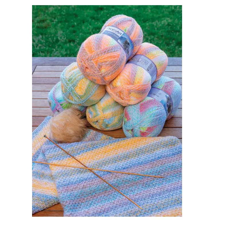 Yarnart Everest Daylight Yarn 3x200gr-610mt Hand Knitting Crochet Thread %100 Acrylic Batik Variegated Strand Mink Vivid Blanket