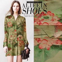 SCC015 шелк CDC/Лотос, античная/шелковая ткань шелк тутового 90% шелк 10% спандекс Тяжелый/ширина 1.18yd толщина 28 мм/единица измерения: m