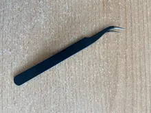 Pinza de mano de 1,0 MM para decoración de uñas, herramienta de selección de Gel acrílico para decoración de gemas, diamantes de imitación, pinzas negras para pestañas, 1 unidad