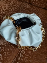 Bolso de mano de día para mujer, cadena dorada gruesa, pinza para masa, bolso de hombro, bolsa de hombro, Baguette plisado, 2021