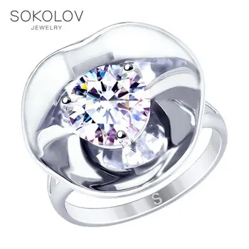 

SOKOLOV ring of silver with phianite, fashion jewelry, 925, women's male