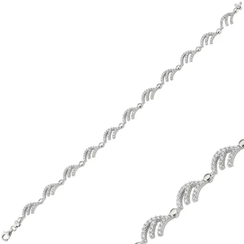 

KUTAYDAN 925 Sterling Silver Zircon Stone Ancl Bracelet