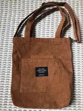 Bolso de hombro de pana para mujer, de tela a rayas, informal, con cremallera, cruzado de lona, Lindo bolso compras