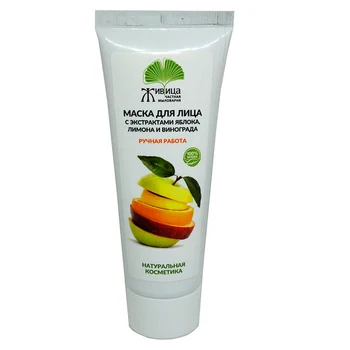 

Mask for face with extracts of apple, lemon and grapes
