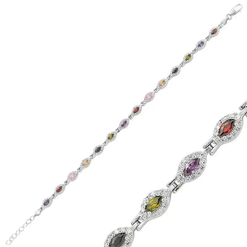 

Armagano 100% 925 Sterling Silver Colorful Stone Water Ways Women 'S Bracelet High Quality and Original Women Wrist Straps