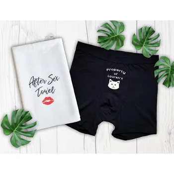 

Custom groom wedding gift property of boxer short, Personalised novelty groom underwear, Funny anniversary/honeymoon gift to him