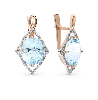 

Gold earrings with Topaz and cubic zirconia sunlight sample 585