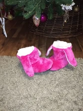 Mntrerm-zapatos de algodón para niños, Zapatillas de casa para niños y niñas, bonitas orejas de peluche de conejo, zapatillas calientes de interior gruesas