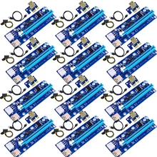 009S Riser For Video Card PCIE RISER 6PIN 16X for BTC mining with 2 LEDs Express Card Sata Power Cable and 60cm Gold USB 3.0
