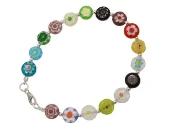 

Silver Bracelet with colours and with round crystals murano