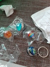 Llavero luminoso con bola de cristal de doble cara, sistema Solar que brilla en la oscuridad, para llaveros de galaxia, nebulosa, Luna, tierra, sol