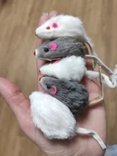Pet-Toys Tail-Mice False-Mouse Sound Cat Real-Rabbit-Fur 5pcs Soft with for Dogs Long-Haired