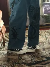 SHENGPALAE-pantalones vaqueros de pierna ancha para mujer, Jeans holgados informales con estampado de Hip-hop para verano, 2021