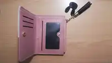 Cartera con cremallera corta para mujer, cartera con cremallera corta, versión coreana, cosida, borla de contraste, monedero, tarjetero