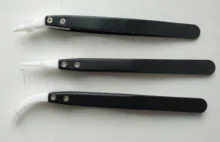 Pinzas cerámicas antiestáticas para cigarrillo electrónico de acero inoxidable, pinzas Cerámicas Industriales con aislamiento recto, Punta curva