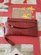 Bolso de mano de PU para mujer, cartera larga informal, monedero de grano Litchi, bolsa con cierre para muñeca, bolsillo para teléfono, tarjetero de crédito