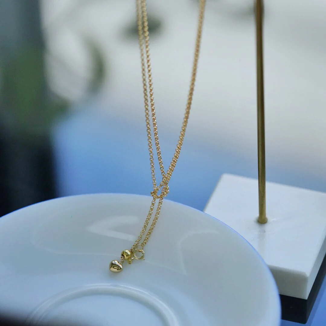 Solid 18k Gold Belcher Chains Sliding Rolo Adjustable Chain Necklace