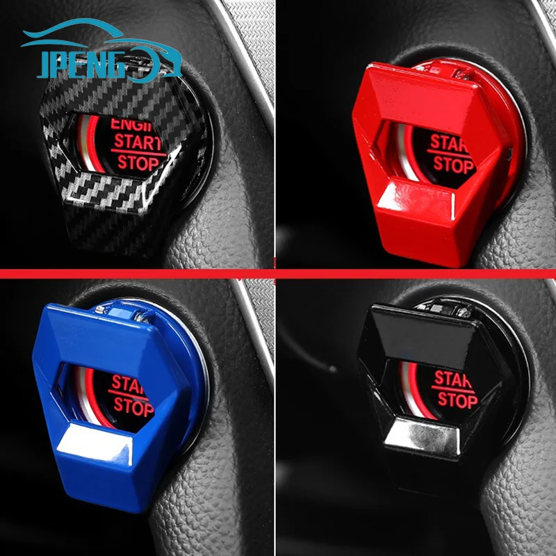 1Pcs Car Interior One-Key Start Ignition Engine Stop Push Switch Button Protective Cover Decoration Sticker Accessories