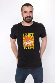 

Angemiel Wear I Just Want To Sing Printed Cotton Men 'S Black T-Shirt