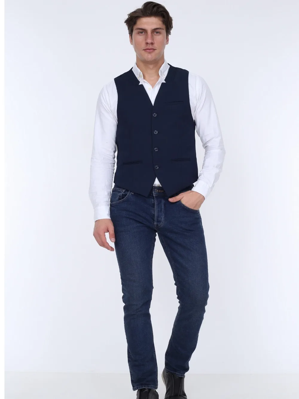 Мужской жилет ZENZEN 01375-темно-синий турецкий качество Стиль SLIM FIT Сделано в Турции европейский размер