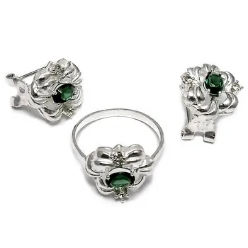 

Set 925 sterling silver mm earrings ring size 17 stone [AB3855]