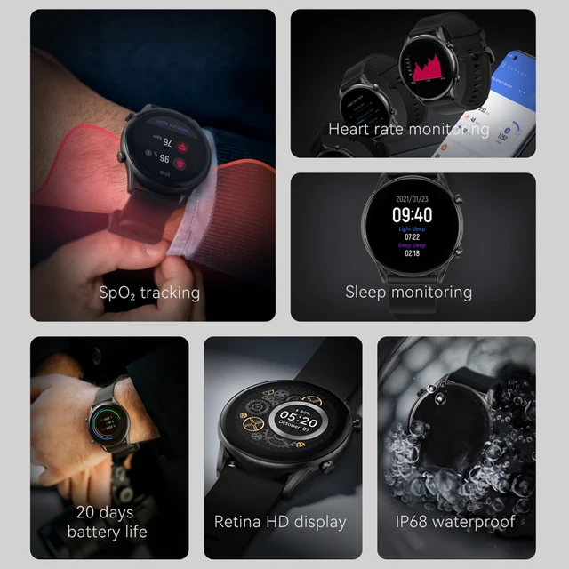 HAYLOU RT2 smart watches Custom watch face Blood oxygen monitor 12 Sport Models Heart Rate Monito Sleep monitor IP68 Waterproof 3