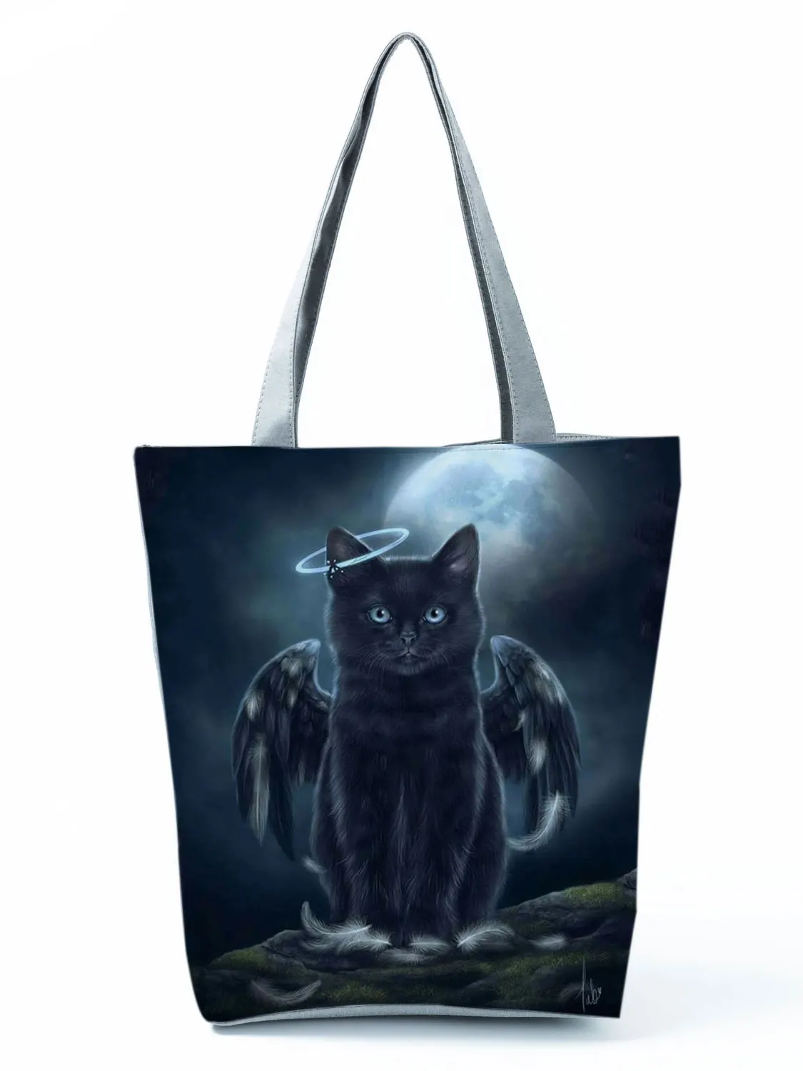 2022 Cool Fashion Handbag Female Cats Print 3D Tote Travel Women Shoulder Bag Foldable High Capacity Shopping Bag Custom Pattern 