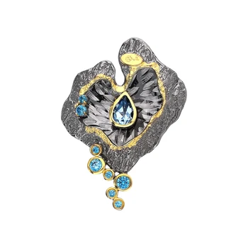 

Silver brooch with Topaz and cubic zirconia sunlight sample 925