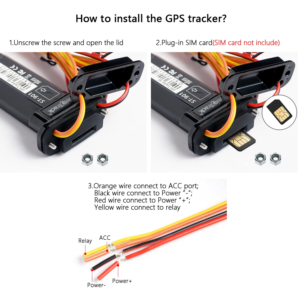 Mini Wasserdichte ST-901 4 PIN Kabel mit Relais für Fernbedienung Builtin Batterie GSM GPS tracker für Auto Motorrad Fahrzeug