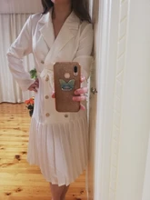 Dress Women Pleated-Belt Patchwork-Bottom Simplee Long-Sleeve Midi Notched Vintage Autumn