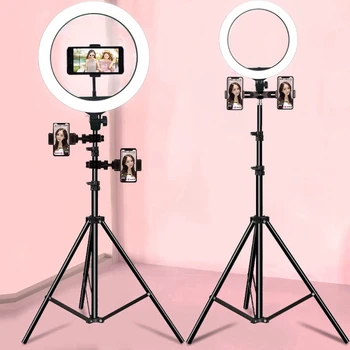 

Ring LED lamp Mille 46 cm on tripod with phone holder