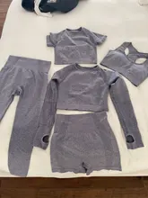 Conjunto deportivo de Yoga sin costuras para mujer, ropa de entrenamiento, gimnasio, Top corto de manga larga, Leggings de cintura alta, 2/3/5 Uds.