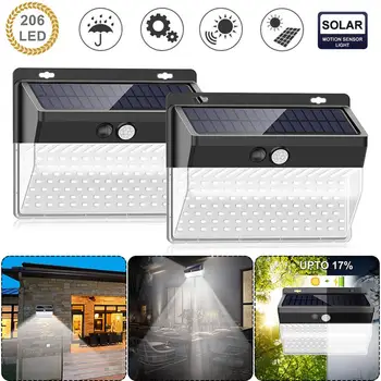 

2pcs 118/206LED Solar Motion Sensor Wall Light Waterproof Solar Light Outdoor Waterproof Yard Lamp Energy Saving Garden Lamp
