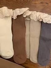 4 par/lote nuevo calcetines de niñas bebé largo Calcetines niños de la longitud de la rodilla de algodón suave bebé NIÑOS Calcetines de 1-6 años hasta la rodilla Calcetines