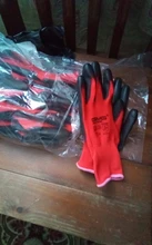 GMG-guantes de seguridad para el trabajo, 6 pares, certificado CE EN388, rojo, poliéster, negro, PU, mecánicos, gran oferta